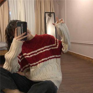 Stripes Knit Sweater Red - One Size