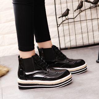 Platform High-top Brogue Lace-up Shoes
