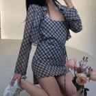 Spaghetti Strap Plaid Mini Dress / Shirt