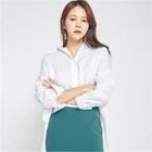 Pleat-back Cotton Shirt Black - One Size