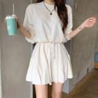 Set: T-shirt + Inset Shorts Godet Miniskirt