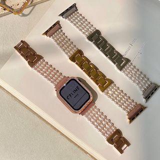 Faux Pearl Stainless Steel Apple Watch Band