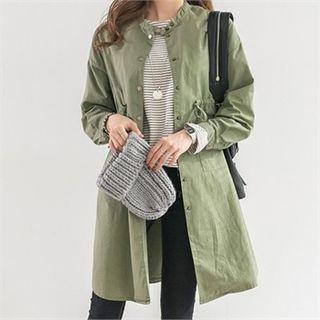 Round-neck Snap-button Thin Parka