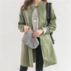 Round-neck Snap-button Thin Parka