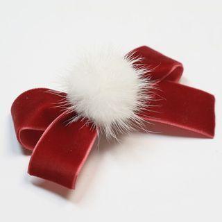 Pom Pom Bow Hair Clip
