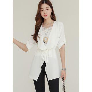 Tab-sleeve Draped Robe Jacket