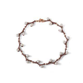 Simple Fashion Enamel Willow Bud Imitation Pearl Bracelet Silver - One Size
