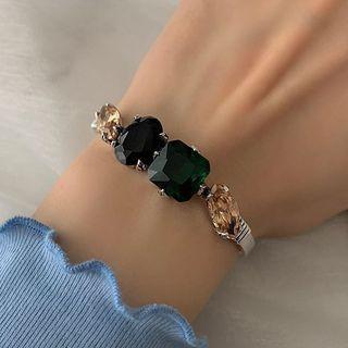 Gemstone Bracelet Sl0505 - Black & Dark Green - One Size