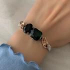 Gemstone Bracelet Sl0505 - Black & Dark Green - One Size