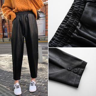 Faux Leather Harem Cropped Pants