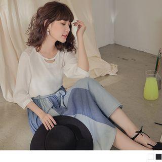 3/4 Sleeve Lace Panel Top