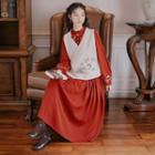 Long-sleeve Hanfu Midi Dress / Vest