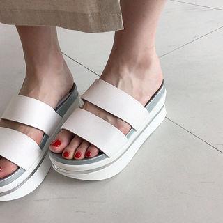 Double-band Platform Slide Sandals
