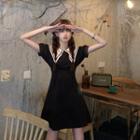 Short-sleeve Wide Collar Mini A-line Dress