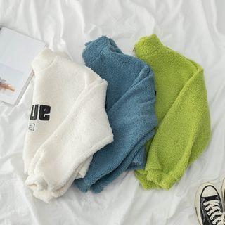 Half-zip Embroidered Fleece Cropped Top