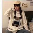 Bear Pattern Cable-knit Sweater
