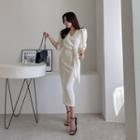 V-neck Buckled Knotted Long Dress
