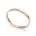 Simple Plated Rose Gold Stainless Steel Bracelet With White Austrian Element Crystal