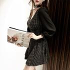V-neck Color-block A-line Dress