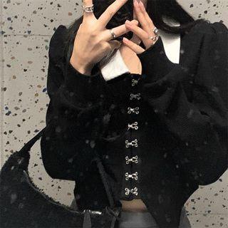 Long-sleeve Metal Closure Cropped Blouse