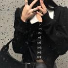 Long-sleeve Metal Closure Cropped Blouse