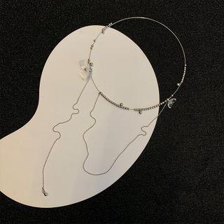 Alloy Bead Flower Choker 1pc - Silver - One Size