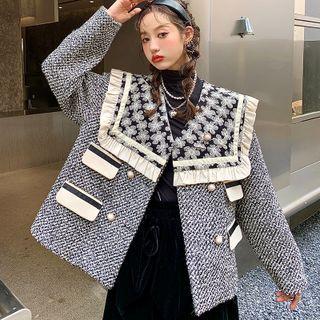 Ruffle Trim Floral Collar Jacket