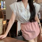 Cap-sleeve Blouse / Mini Skirt