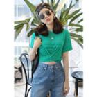 Cross-front Stripe Crop T-shirt