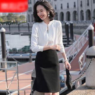 Chiffon Top / Skirt / Slim-fit Pants / Set