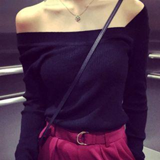 Off Shoulder Long Sleeve Knit Top