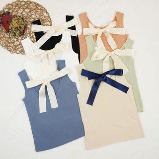 Bow Accent Knit Tank Top