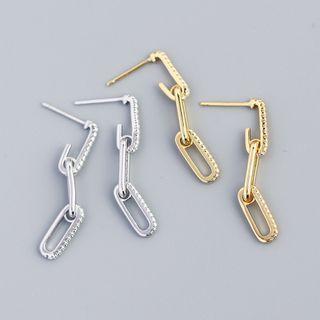 Sterling Silver Rhinestone Chain Drop Earring
