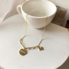 Coin Pendant Necklace 1 Pc - Gold - One Size