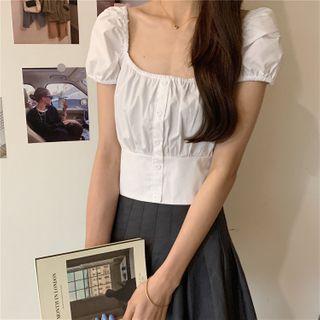 Square Neck Short-sleeve T-shirt White - One Size