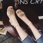 Ankle-strap Flower-accent Low-heel Sandals