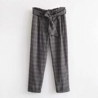 Plaid High Waist Slim Fit Pants
