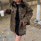 Long-sleeve Leopard Print Shirt Leopard - Khaki - One Size