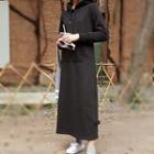 Plain Fleece-lined Hoodie Dress