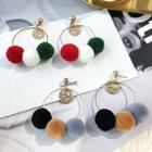 Pompom Circle Statement Earring