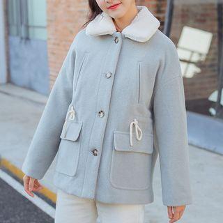 Drawstring Waist Single-breasted Jacket