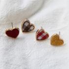 Non-matching Fabric Heart Stud Earring