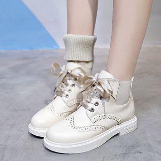 Knit Panel Mid-calf Boots