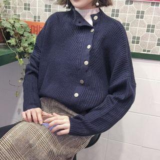 Mock Neck Button-detail Sweater