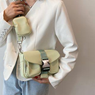 Set: Buckled Crossbody Bag + Pouch