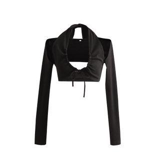 Long-sleeve Halter Cut-out Crop Top