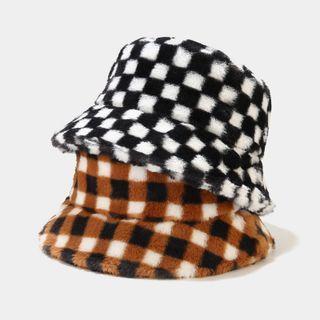 Plaid Chenille Bucket Hat