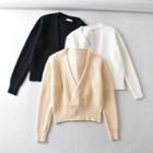 Long-sleeve V-neck Cable-knit Cardigan