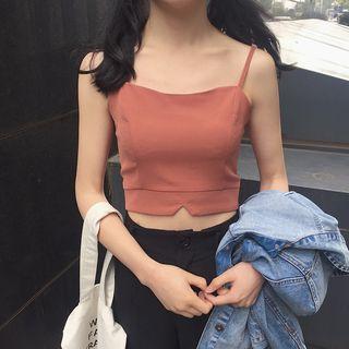 Plain Cropped Spaghetti Strap Top