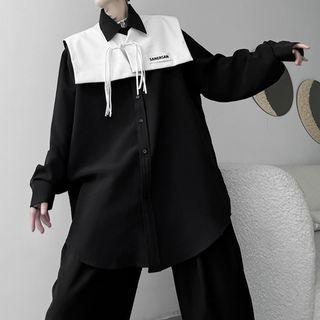 Mock Two Piece Color Block Oversized Shirt